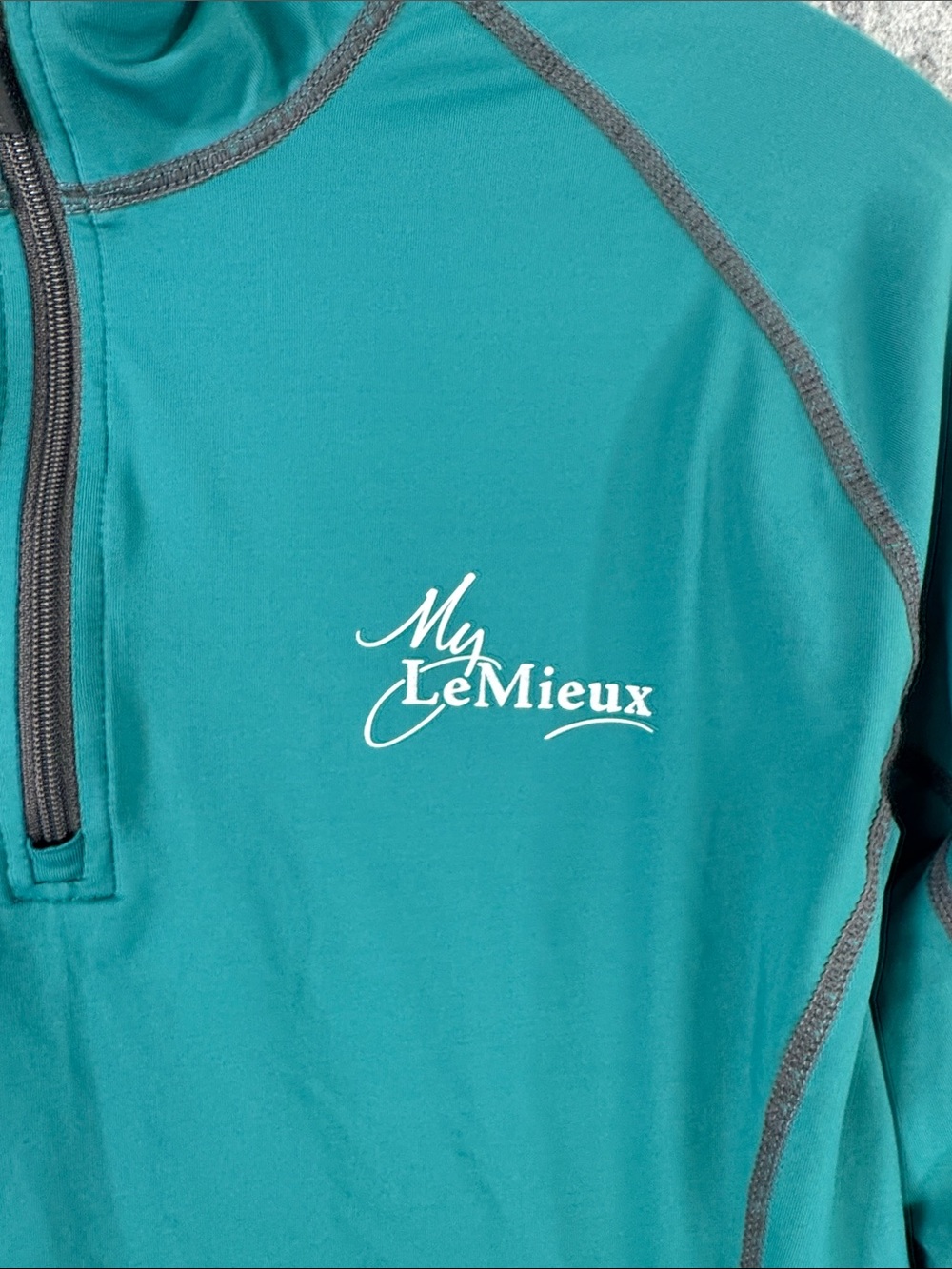 Le Mieux Womens 1/4 Zip Base Layer Top Sz M Long Sleeve Equestrian Teal - Picture 3 of 11